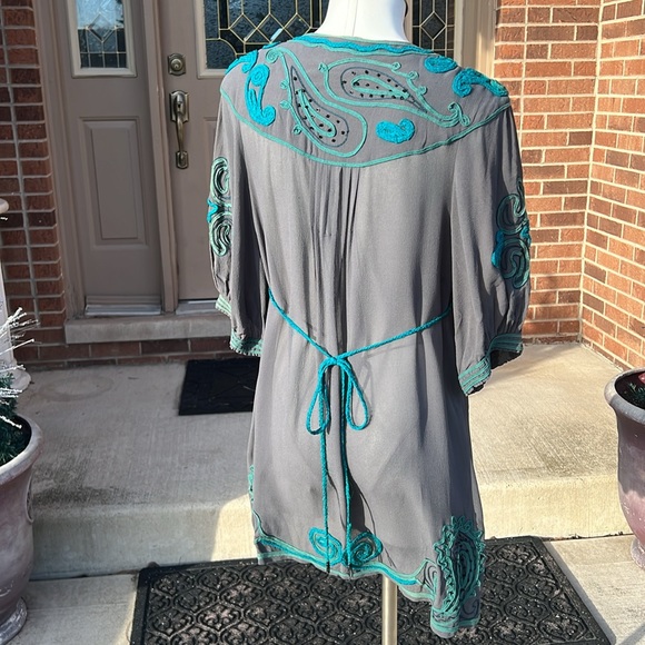 Nanette Lepore grey and teal  dress size 6, - Picture 8 of 12